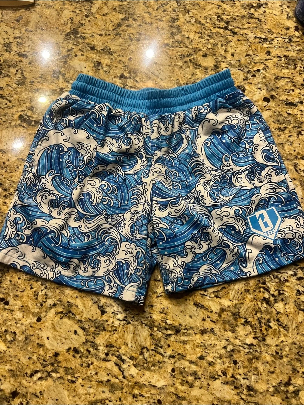 Kids Blue Wave Print Shorts